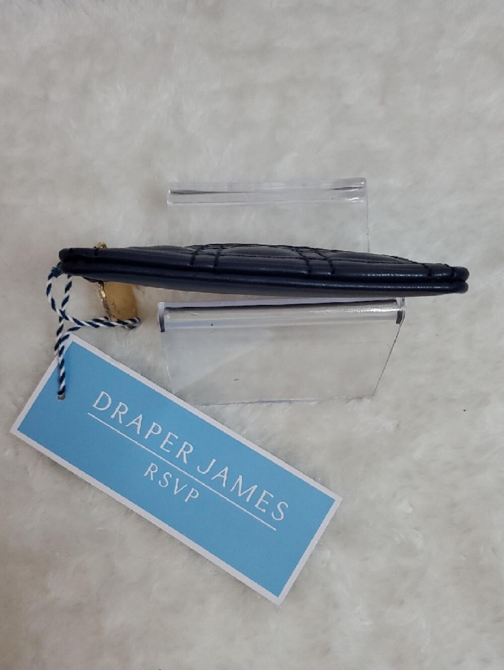 Draper James Navy Quilted Card Holder Wallet with Gold Charm - Picture 7 of 7